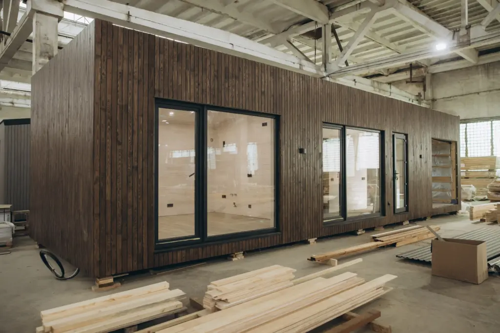 modular home built indoors